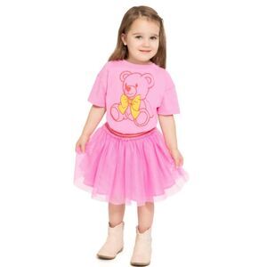 NEW NWT Infant Girls Sz 12 Months Hot Pink Tutu Skirt & Tee Shirt 2 Pc Outfit